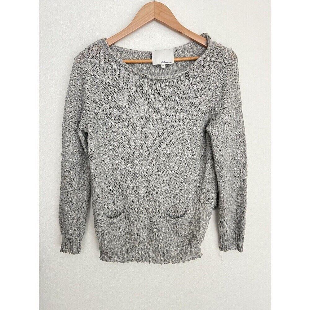 3.1 Phillip Lim Women's Gray Linen Blend Slouchy Knit Sweater M Coastal Grandma